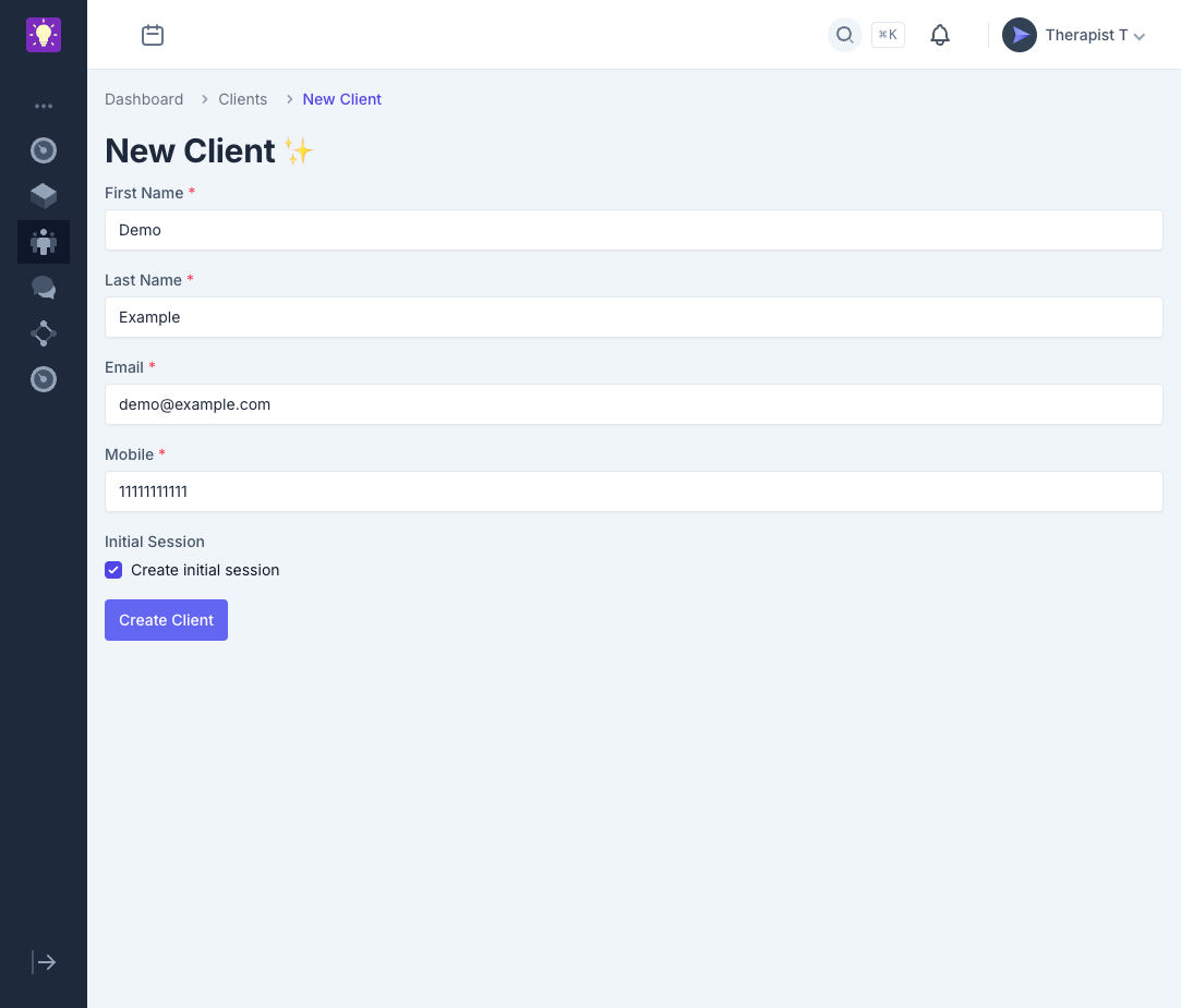 Gain consent and signup client