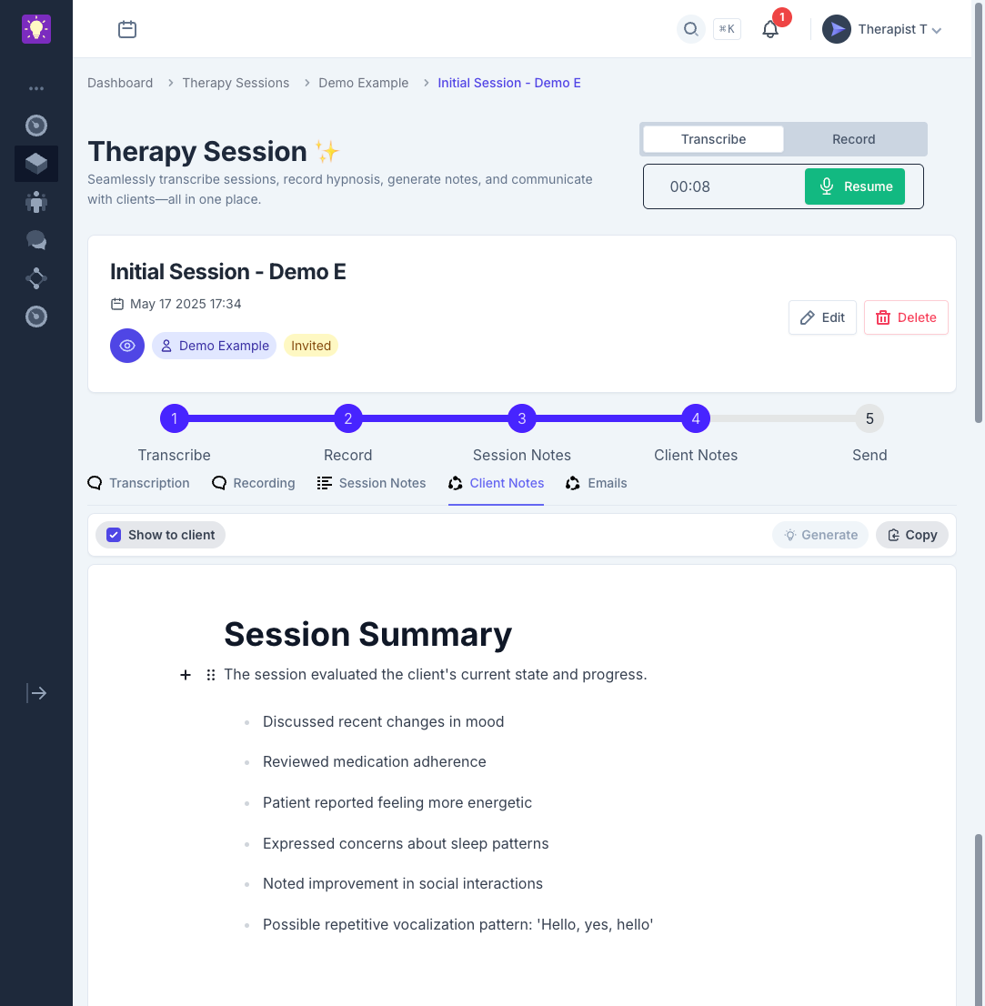 Generate client notes